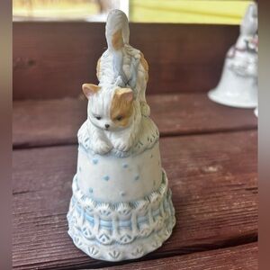 Ceramic Cat Bell with Blue Accents